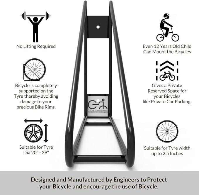 Bike Wall Mount Vertical Bike Hanger for Home Space Saving Rack Storage Mount for Garage or Home Bicycle Holder for Mountain Bikes Road Bikes Holds up to 77lbs Black,Pack of 2