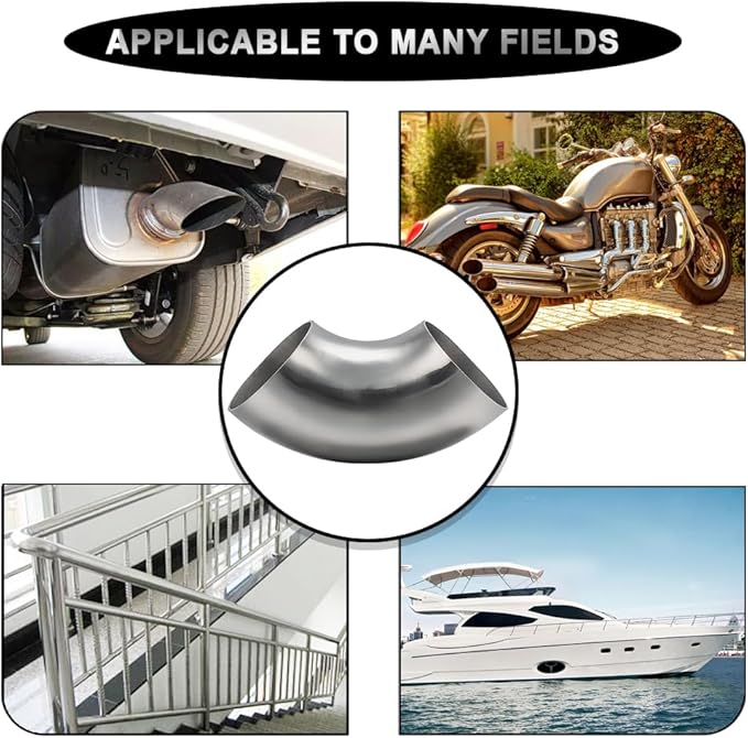 Cotonake OD 2 Inch 90 Degree SS304 Stainless Steel Bend Tube Exhaust Elbow Pipe for Car Modified Exhaust System 2" Piping Silver Tone，Stair Handrail (1pcs)