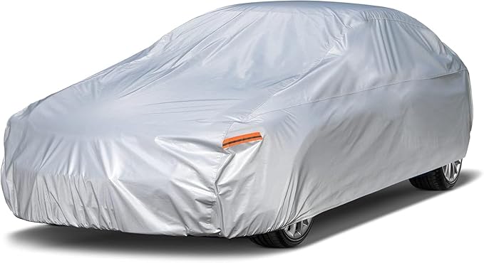Kayme 6 Layers Car Cover Custom fit for Ford Mustang/Shelby (1964-2025) Waterproof All Weather for Automobiles, Outdoor Full Cover Rain Sun UV Protection.Silver