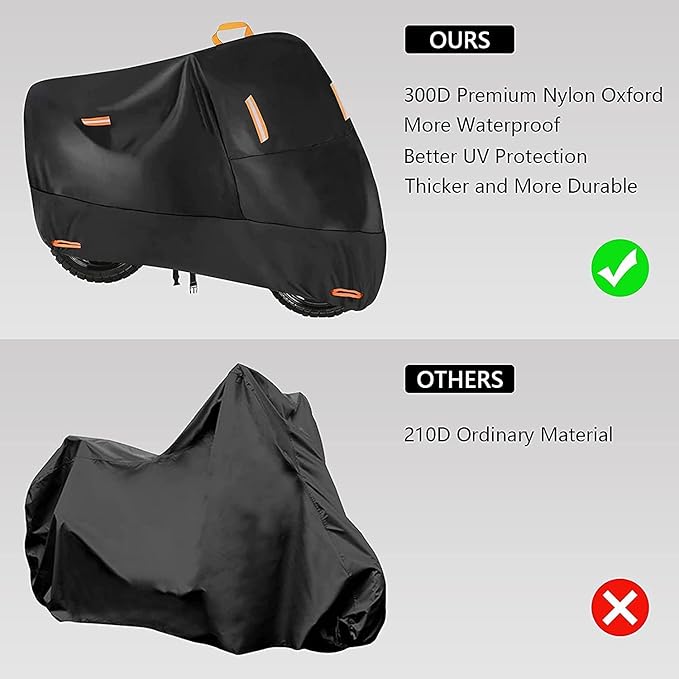 300D Oxford Heavy Duty Motorcycle Cover, Dirt Bike Cover, 86 inch L Compatible Sport Bikes Cruiser - Tear Proof Night Reflective Lock Holes Waterproof Impermeable Outdoor Protect (86 inch)