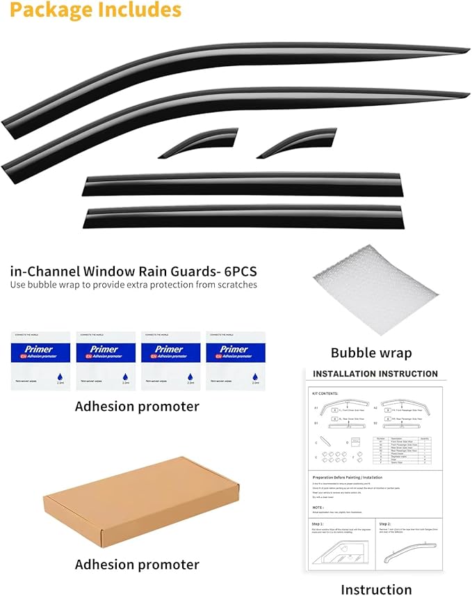 Tape-On Window Rain Guards Fit for Toyota RAV4 2019 2020 2021 2022 2023 2024 2025 Extra Durable Window Visors Window Deflectors Vent Visors Vent Shades Car Accessories-4 pcs 2-Q02