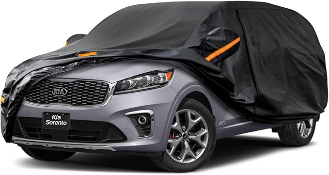 Kayme 7 Layers SUV Car Cover Custom Fit for Kia Sorento (2012-2025) Waterproof All Weather for Automobiles, Outdoor Full Cover Rain Sun UV Protection.Black