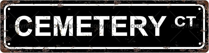 CEMETERY CT Space Vintage Metal Tin Sign License Plate Bar Cafe Garage Cave Home Room Wall Bathroom Farmhouse Garden Porch Patio Decor, 12 x 6 Inch