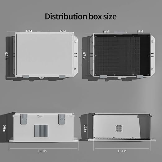 Outdoor Electrical Junction Box, ABS Water Resistant Enclosure with Internal Mounting Panel & Hinged Cover (13" H* 9.2" L* 5.6" W)