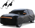 SUV Car Cover Waterproof All Weather for Automobiles，Outdoor Heavy Duty Full Exterior Covers with Zipper Door, Rain Sun Snow Dust UV Protection, Windproof Straps & Reflective Strips(Up to 201")