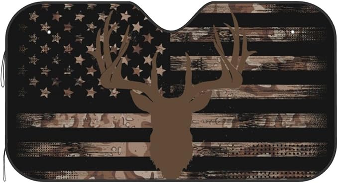 American Flag Camouflage Car Windshield Sunshade Front Window Sun Visor Protector Foldable Shield Cover for Truck SUV