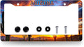 Arizona State Flag License Plate Frame Sunset Desert Cactus License Plate Holder Stainless Steel Funny Design with 2 Holes and Screws 12.3" x 6.3"