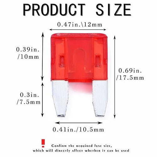 100 Pack Auto Fuses 10AMP APM/ATM 32V Mini Blade Style Fuses 30A Short Circuit Protection Car Fuse (Red)