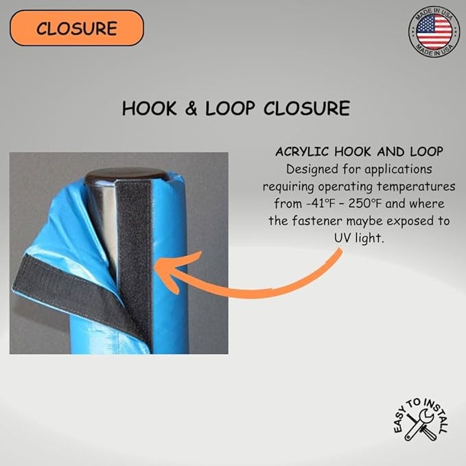 Safety Pole Pad, 4 FT Tall, 1” Thick Foam, Weatherproof, UV-Resistant, Hook/Loop Closure, Pickleball Pole Pad