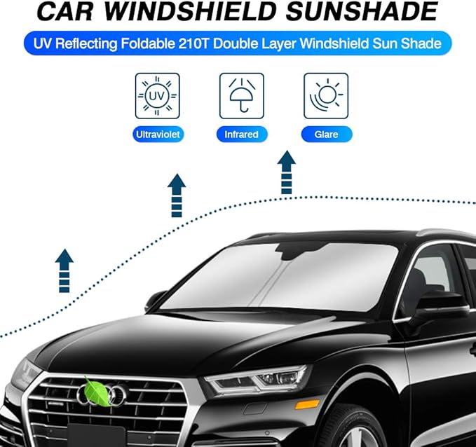 KUST Windshield Sun Shade for Audi Q5 Accessories 2018-2024 2025 2026 Custom Fit Window Shade Sun Visor Protector Foldable Blocks UV Rays Keep Car Cooler