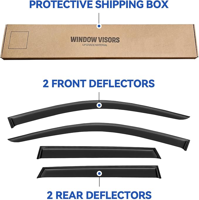 Window Visors Rain Guards Shield for 2011-2025 Mitsubishi Outlander Sport, Out-Channel Window Vent Wind Deflectors Visors Shades for 11-25 Mitsubishi ASX