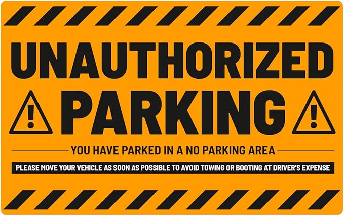 easykart labels 50 Parking Violation Stickers - Hard to Remove - No/Unauthorized Parking Warning Stickers - Super Sticky - 8x5 in (Fluorescent Orange)