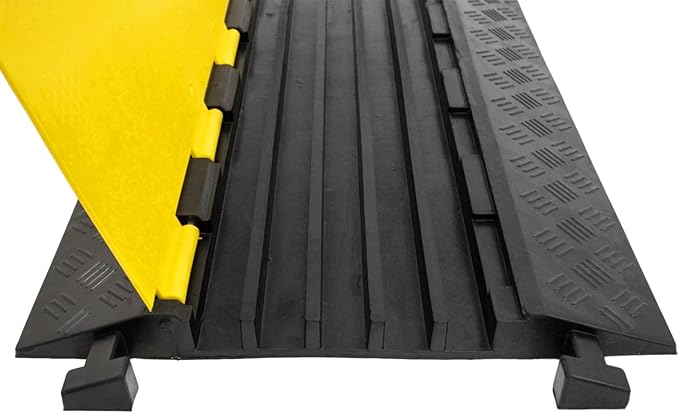 5 Channel 2 Pack Cable Protector Ramp Traffic Wire and Hose Ramp Cord Cover Heavy Duty Channels 18,000 lbs Load Capacity Cable Wire Ramp Speed Bump Driveway Cable Ramp Protective Cover