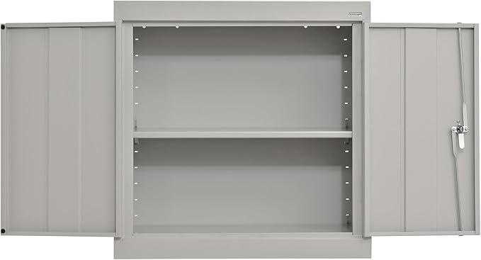 Sandusky Lee WA11301226-05 Wall-Mount Metal Storage Cabinet with Adjustable Shelf, Locking Handle, 200lb Capacity, 12" Depth x 30" Width x 26" Height, Dove Gray