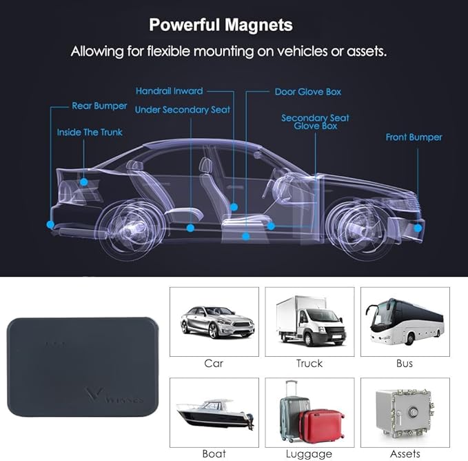Small GPS Tracker for Vehicles Magnetic 60 Days Long Battery Life, Rastreador GPS para Carros Mini Tracking Devices for Cars Hidden Real-time Tracking Low Subscription Locator Anti-Theft TK903