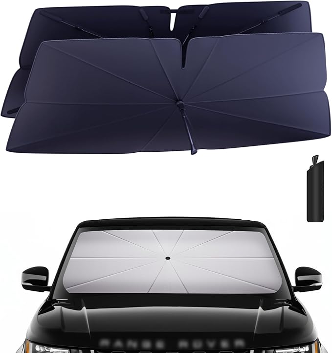 Windshield Sun Shade Umbrella Compatible with 2014-2022 Land Rover Range Rover Sport Accessories: Custom Fit 240T Silver, Double Thickened, Foldable Window Sunshade, Ultimate 99% UV Blocking for S, SE