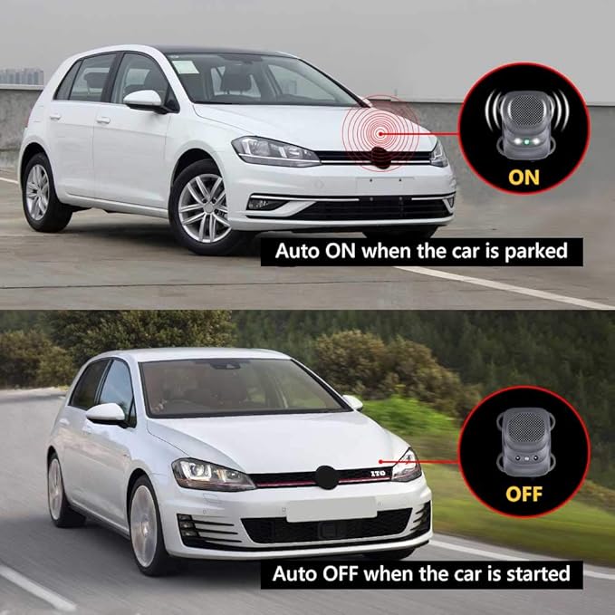 Rodent Repellent for Car Engine Under Hood Rodent Repeller with Strobe Lights Ultrasonic Mouse Repellent Mice Deterrent Squirrel Repeller RV Protection for 12V 24V Car Battery 1 Pack