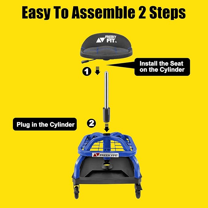 Rolling Shop Stool with Wheels, Garage Work Mechanic Stool with Backrest, Roller Mechanic Chair, Adjustable Height, 360° Swivel, Tool Tray Storage, 330 LBS Capacity, Heavy Duty, Blue