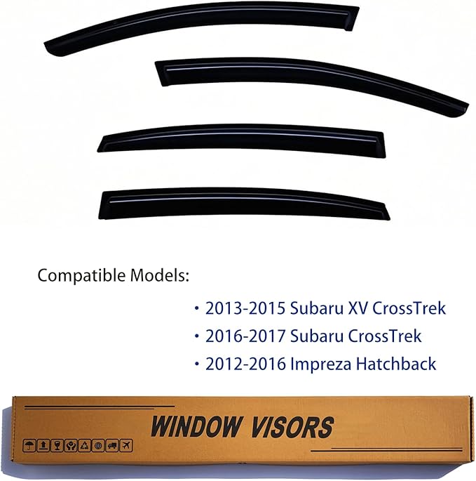 Window Visors Rain Guards fits 2013 2014 2015 XV CrossTrek, Out-Channel Window Wind Deflectors Vent Shades Accessories for 2016-2017 CrossTrek, 2012-2016 Impreza Hatchback, Dark Smoke 4 Pcs