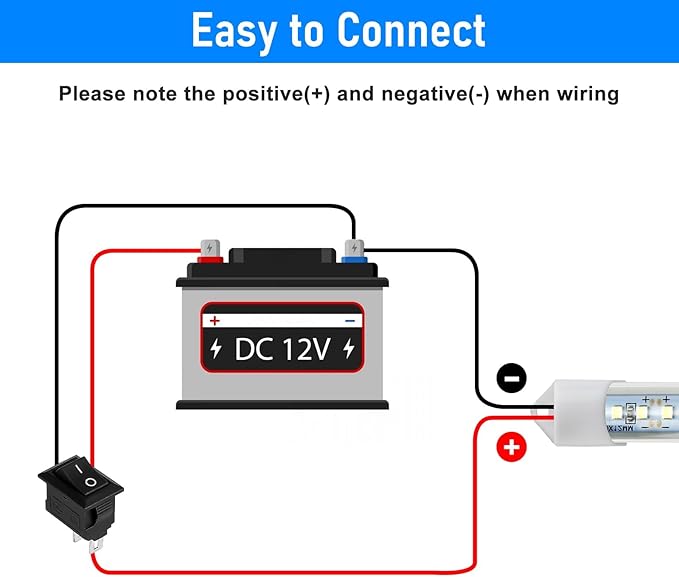 Linkstyle 4PCS 12V Interior LED Light Bar, Super Bright 6500K 12V LED Light Strip Lights with Switch, 48 LEDs 700LM Enclosed Trailer Lamp for Car Truck Camper Van RV, White