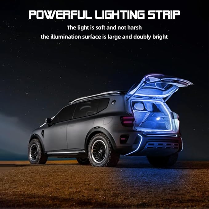 Car LED Strip Light For Trunk, 79Inch IP67 Silicone Waterproof Neon Light Strip Embedded, Flexible Cutting Universal Auto Interior Lights(Blue)