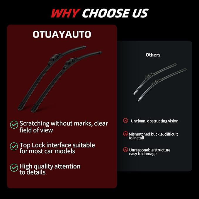 OTUAYAUTO Premium Windshield Wiper Blades - Replacement for BMW X3 2011-2017 - Precision Fit, All-Weather Performance, Front and Rear Wiper Blades, Side Lock - 26"+20"+13" (Pack of 3)