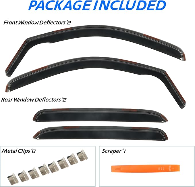 in-Channel Rain Guards Fit for 2007-2013 Chevy Silverado/GMC Sierra 1500/Avalanche Crew Cab, Window Visors Deflectors for 2007-2014 Silverado/Sierra 2500HD 3500HD/Suburban/Yukon XL