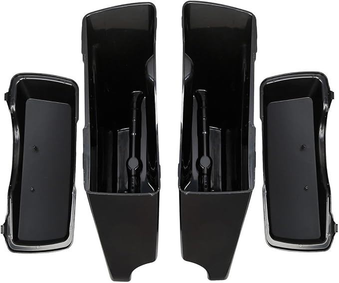XFMT Unpainted 5" Stretched Extended Hard Saddlebags Dual Exhaust Compatible with Harley Touring Models FLT, FLHT, FLHTCU, FLHRC, Road King, Road Glide, Street Glide, Electra Glide, Ultra-Classic