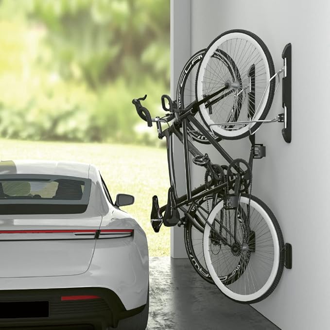 Mount Plus Bike-M Easy Wall Mounted Bike Storage Rack for Your Home Garage, Office Building | Save Space with Swings 180 Degrees | Easy Push and Pull to Wall Mount (Mountain Bike)
