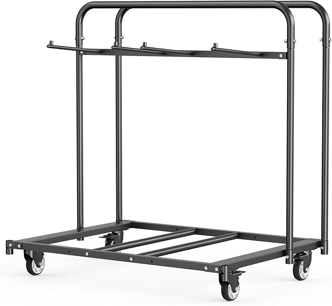 VEVOR Folding Chair Rack, 400 LBS Capacity, Heavy-Duty Chair Cart for 5 Tables+14 Chairs, Chair Storage Dolly Chair Holder w/Swivel Casters and Locking Wheels,for Party Event,Hotel, Matte Black