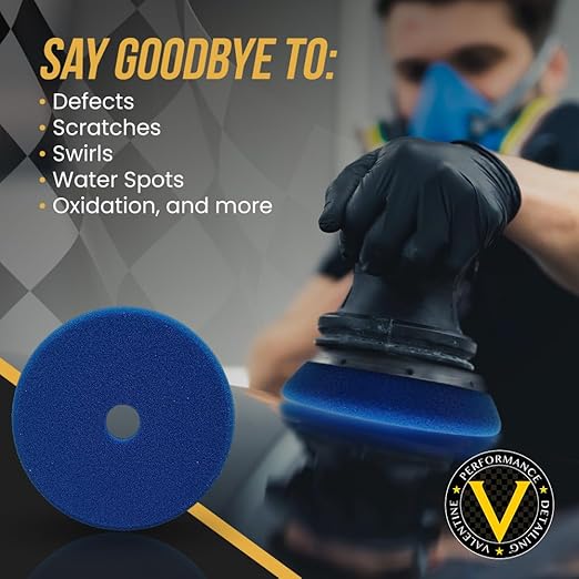 VPD SDO Blue Foam Polishing Pad - Premium Compounding & Polishing Pad for Heavy Defect Removal, Hard Paint & Deep Etching, Medium/Heavy Cutting Compounds, Tapered Edge, Made in USA, 6.5"