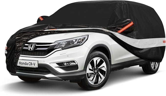 10 Layers SUV Car Cover Custom Fit for Honda CRV CR-V (2006-2024) Waterproof All Weather for Automobiles, Outdoor Full Cover Sun UV Rain Protection with Cotton.Black