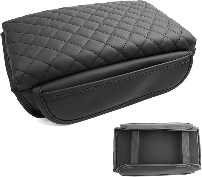 SXCY for 2024 2025 Crosstrek Armrest Cover (Thickened) for Subaru Crosstrek 2025 Accessories 2024 Crosstrek Center Console Cover 2025 Crosstrek Middle Console Cover (Checked, with Side Pockets)