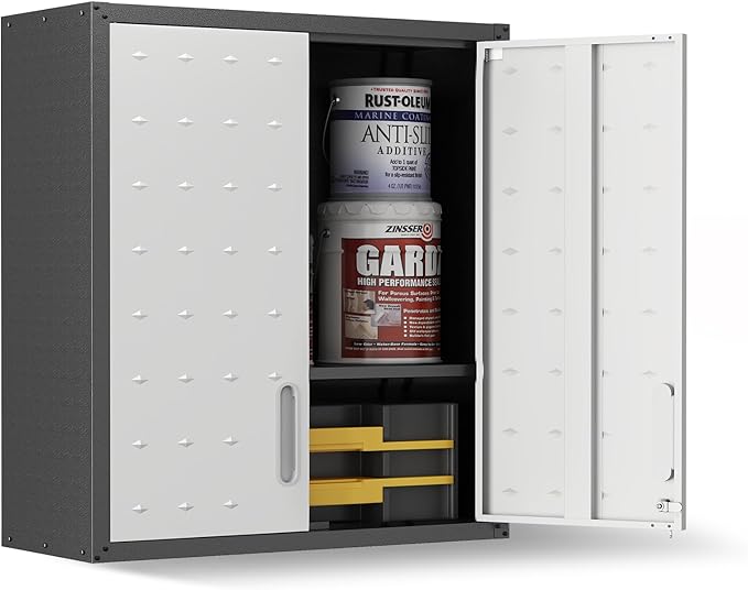 Garage Wall Cabinet,Metal Wall Cabinet with Doors and Adjustable Shelves,Steel Utility Wall Mounted Tool Cabinets for Home,Office,Kitchen,Warehouse