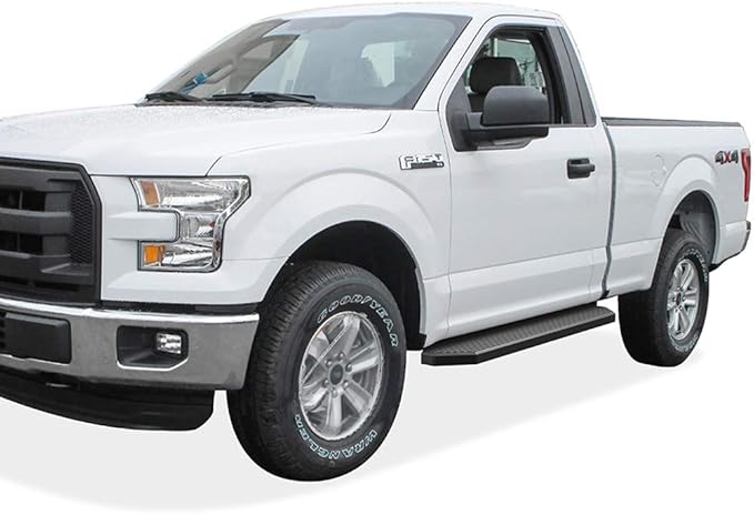 APS Black Stainless Steel Running Boards Style Compatible with Ford F150 2015-2025 Regular Cab & F-250 F-350 Super Duty 2017-2025 (Side Steps Side Bars) 6in Wide