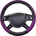 CAR PASS Rhombus Leather Universal Steering Wheel Cover, Fit for Suvs,Trucks,Cars,Sedans,Vans (Black&Dark Purple)