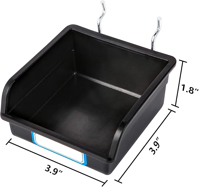 FRIMOONY Pegboard Bins with Hooks and Labels, for Organizing Accessories, 10 Packs, Black