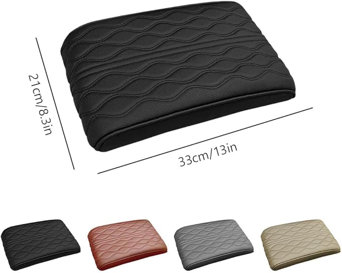 2025 Upgrade Universal Style Memory Cotton Car Armrest Box Pad,New Leather Car Armrest Box Pad Car Center Console Cover Pad,Vehicle Seat Box Cushion Protector for SUV Truck (Gray, Angle Pattern)