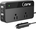 BMK 200W Car Power Inverter DC 12V to 110V AC Car Inverter 4 USB Ports Charger Adapter Car Plug Converter with 2 QC3.0 USB and 2 Type C Ports (Black)
