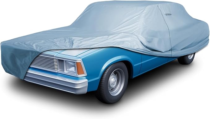 iCarCover Premium Car Cover for 1973-1977 Chevy Malibu Sedan Heavy Duty Waterproof All-Weather Automobiles Custom Fit Indoor Outdoor UV Snow Protection Covers with Straps and Bag