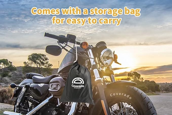 Motorcycle Cover Waterproof Outdoor 104 inches Length All Season Universal Protection, Coverado Scooter Covers with Inner Flame Retardant Fabric and Seam PU Tapes, Fit for Harley Davidsion Yamaha etc