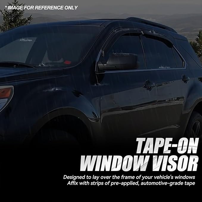 Auto Dynasty Set of 4 Carbon Fiber Pattern Window Visors Compatible 2010 2011 2012 2013 2014 2015 2016 2017 with Chevy Equinox, Tape-On Rain Guards Shield Vent Shade Deflector Glossy Black