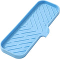 Silicone Bathroom Soap Dishes with Drain Spout-Bathroom and Kitchen Sink Organizer,Sponge Holder,Dish Soap Tray,Perfect for Dispenser,Scrubber,Bottle on Sink or Counter-Light Blue 12"×4"
