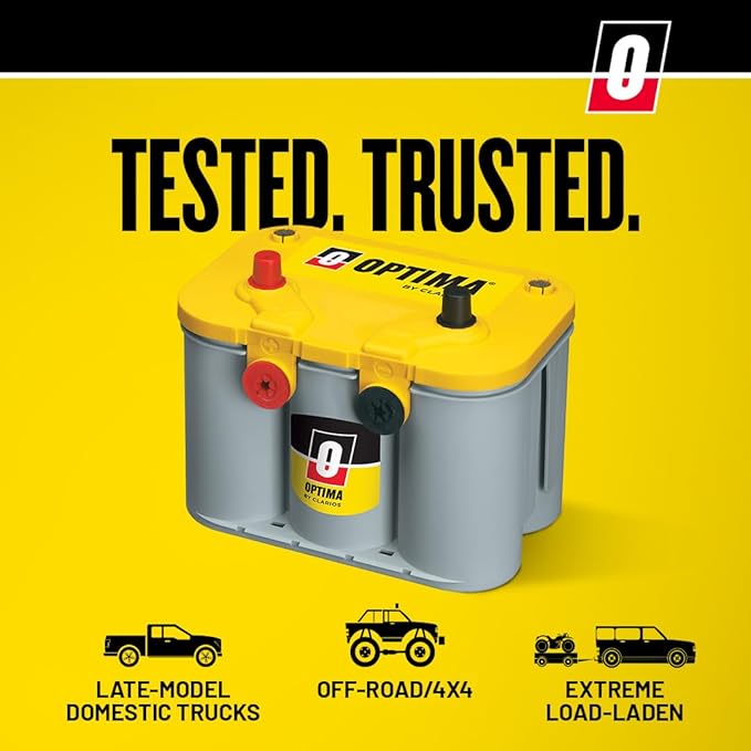 OPTIMA Batteries High Performance D34/78 YellowTop Dual Purpose Sealed AGM Car, Truck and SUV Battery, 750 CCA, Dual Terminal, Maintenance Free, Versitile Mounting