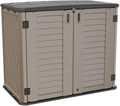 ADDOK 26 Cu.ft Outdoor Storage Shed Multi-Function, Lockable Horizontal Storage Unit Weather Resistance, Thick HDPE Resin Storage Cabinet for Backyards, Patio, Garden(Brown)