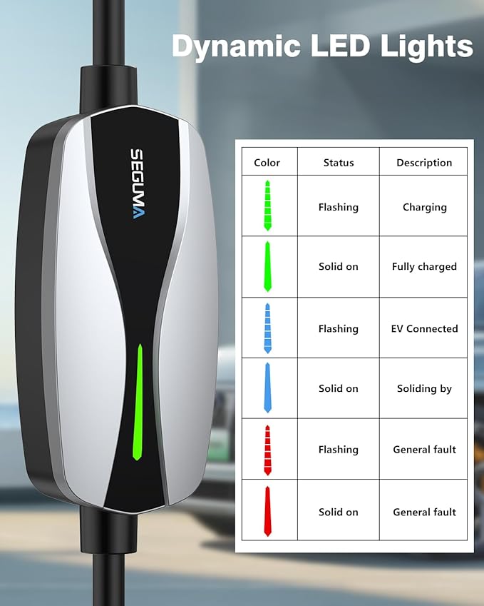 Level 1/2 EV Charger, 16Amp Electric Car Charger 25FT Cable with NEMA 6-20 Plug and NEMA 5-15 Adapter, Home Mobile EV Charging Station for J1772 BEVs/PHEVs 110V-240V(Silver)