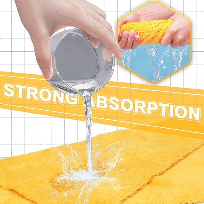 Micro Fiber Towels Car，Coral Fleece Car Wash Cleaning Towel,Endless,Absorbent, Scratch Free,No Lint, Extra Soft,Reusable and Durable,Interior Microfiber Rags 16in x 16in-6 Packs Yellow