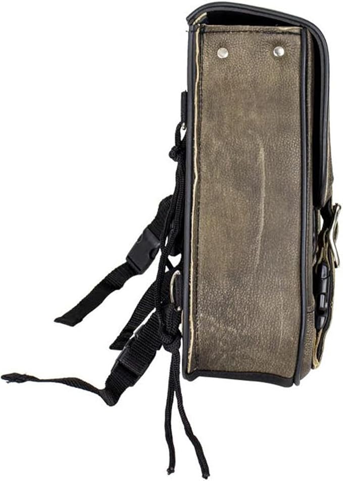 GARGOYLE BELLS Premium Naked Leather Swing Arm Bag For Motorcycle Left Side Solo Bags Saddle Bags For Softails Choppers (Style-1, Brown)