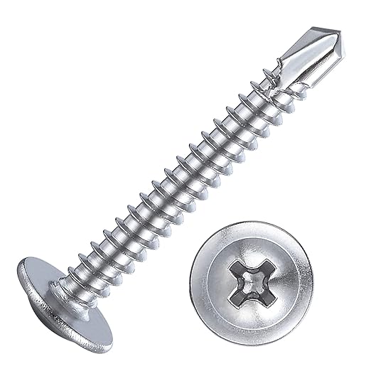 Wensilon（200pcs）#8×1”for Sheet Metal Self-Tapping Screws 410 Stainless Steel Truss Head High-Strength Quick Tapping Screws