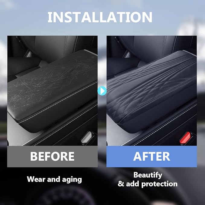 2025 Upgrade Universal Style Memory Cotton Car Armrest Box Pad,New Leather Car Armrest Box Pad Car Center Console Cover Pad,Vehicle Seat Box Cushion Protector for SUV Truck (Coffee, Angle Pattern)